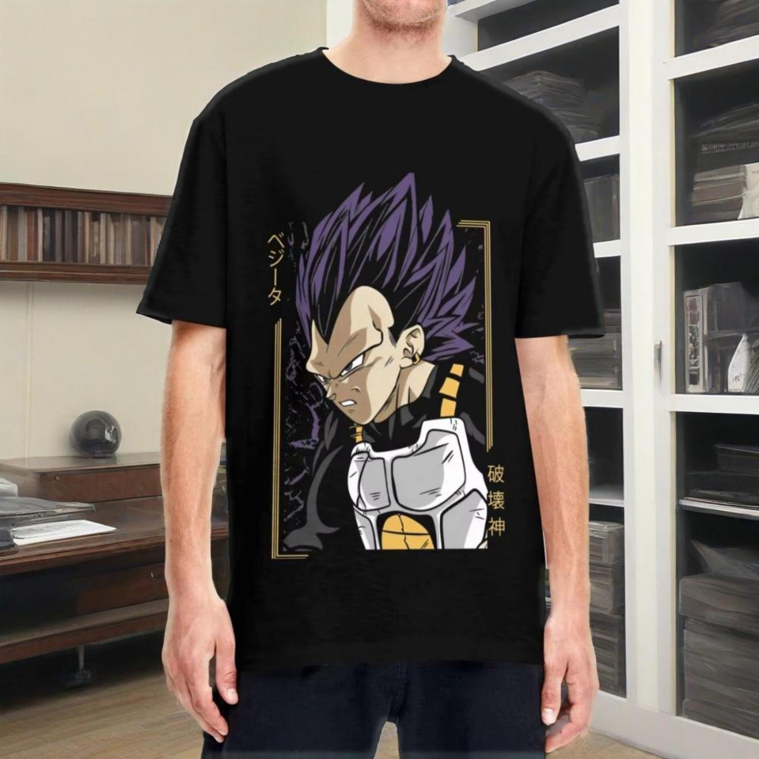 

Dragon Ball Z Веджета Ультра Эго Аниме Футболка для Мужчин Женщин Чистый Хлопок Футболки Круглый Вырез Футболки С Коротким Рукавом Одежда S чёрный