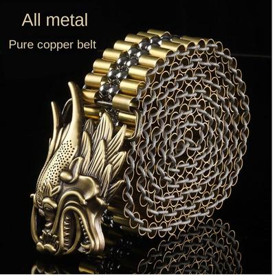 Men's Belt 304 Stainless Steel Belt Pure Copper Smooth Buckle Personality Youth Fashion Trends Steel Ball Waist Chain