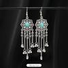Niche turquoise earrings Bohemian long fringed earrings women's retro design earrings
