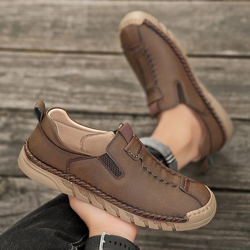 FashionLeather Fashion Casual Shoes Men All-match Mens Slip On Walking Shoes Brand Business Office Flats Classic Men Shoes for Wedding