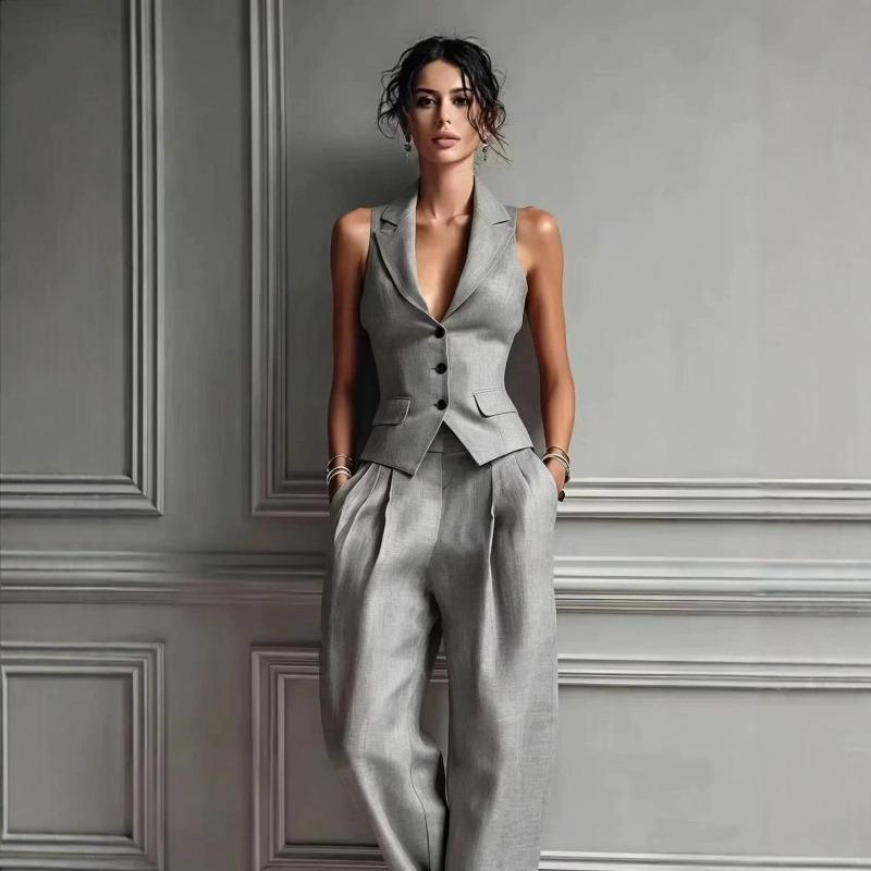 Γυναικείο Σετ Ρούχων Σέξι V-Neck Κουμπωτό Μπλουζάκι Μόδα Casual