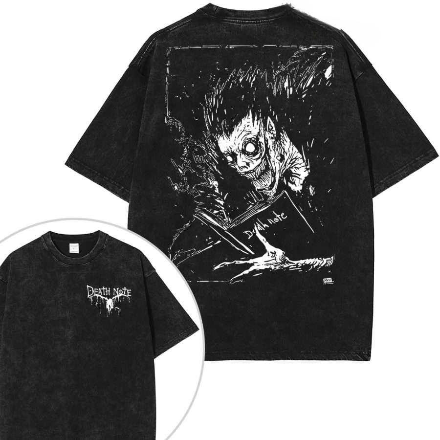

Death Note Yagami Light L Lawliet Ryuk Printed Tee Men Women Retro Washed T-shirts Oversized Cotton T Shirt Harajuku Male Tshirt XXL