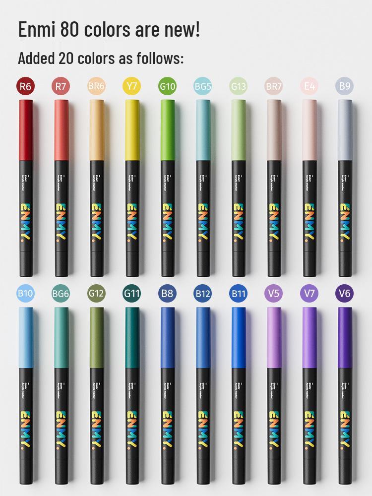 Enmi Liquid Acrylic Marker Set - 80 Colors, Soft Tip, Layerable, for Children's Painting In Black Box
