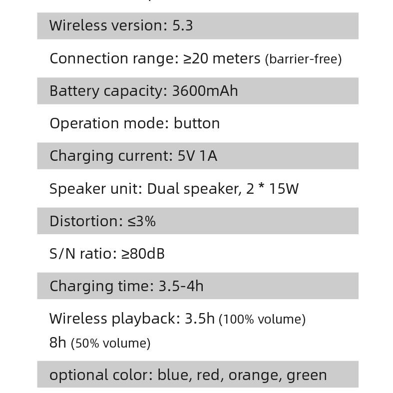 Rockmia EBS-618 30w Portable Powerful Bass Speaker Bluetooth 5.3 Outdoor Waterproof IPX5 3600mah With Handle Aux TF Card USB Player