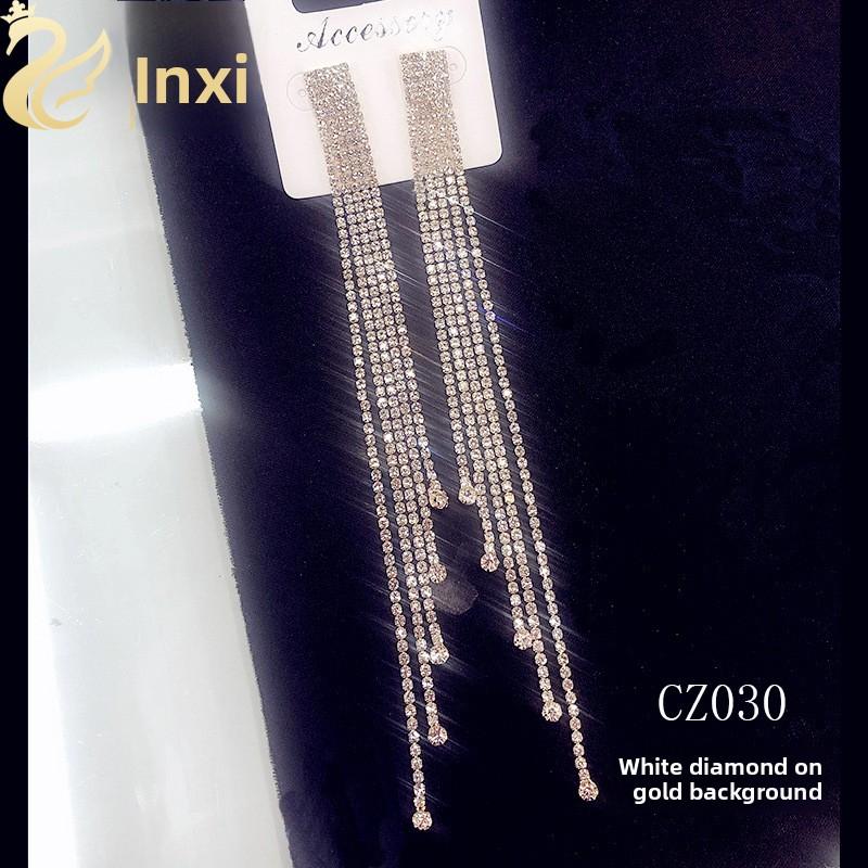 Full Diamond Black Long Fringed Earrings Rhinestone Earrings Diamond Earrings Pendant