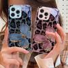 Leopard Purple Butterfly For IPhone 16 Pro Max 15 Pro 14 13 12 Mini 11 XS M ax XR 7 8 Plu SE 2022 Tempered Glass Phone Case