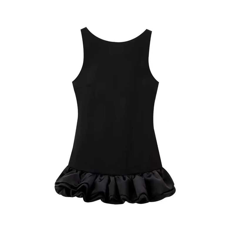 Western Style New Sexy Backless Frill Dress Sexy Backless Lotus Leaf Dress