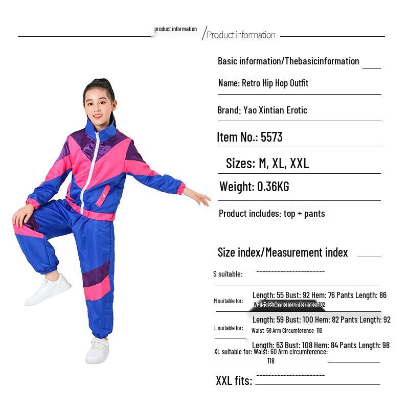 

Retro Hippie Disco Costume Set for Kids: Halloween, Hip Hop & Rock Dance Outfit M