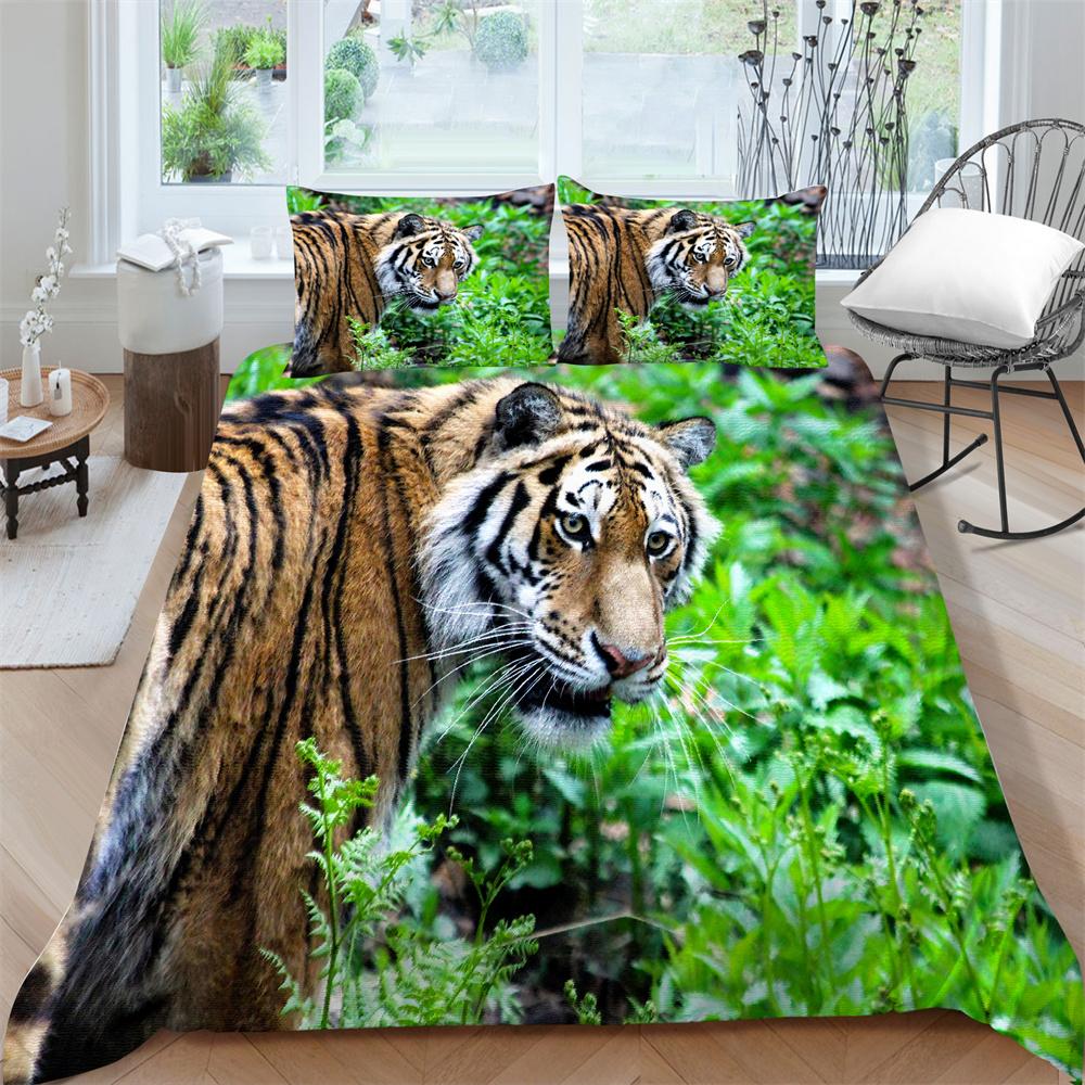 Bettwäsche-Sets, cooler Tiger-Druck, Bettbezug-Sets, Teenager-Schlafzimmer, Bettwäsche, Kissenbezüge, Tagesdecken, atmungsaktiv