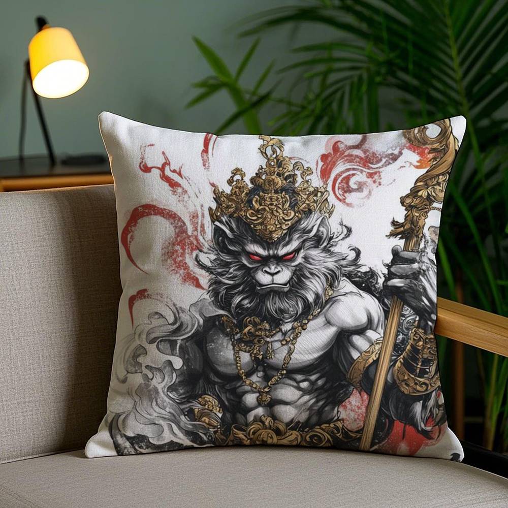 Black Myth Wukong Pillow Case Home Dorm Chair Back Short Plush Double-sided Printing Office Nap Time Cushion Cover