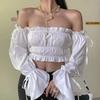 French Retro Style One-shoulder Top European American Irregular Pleated Shirt Personalized T-shirt