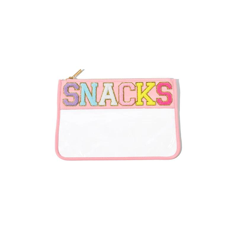 Transparent PVC Embroidery Cloth Stickers Travel Waterproof Cosmetic Bag Creative Letters Patch Handheld Makeup Organizer