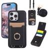 Crossbody Wallet with Card Holder Phone Case For iPhone 15 16 Pro Max 14 13 12 11 16E Lanyard Wrist Strap Leather Cover