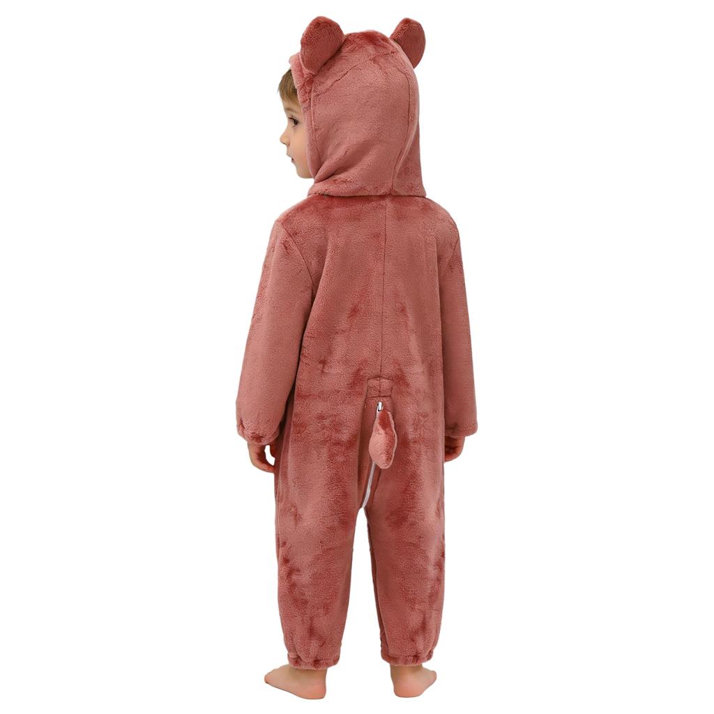 Unisex Toddler Baby Animal Jumpsuit Long Sleeve Zip Up Cute Cartoon Hooded 3D Tail Cosplay Costume
