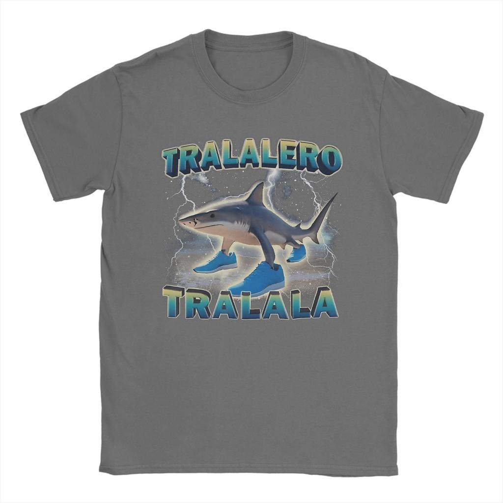 Printed Tralalero Tralala Funny Shark Meme T Shirt For Unisex  100% Cotton T-shirts Short Sleeve Clothes