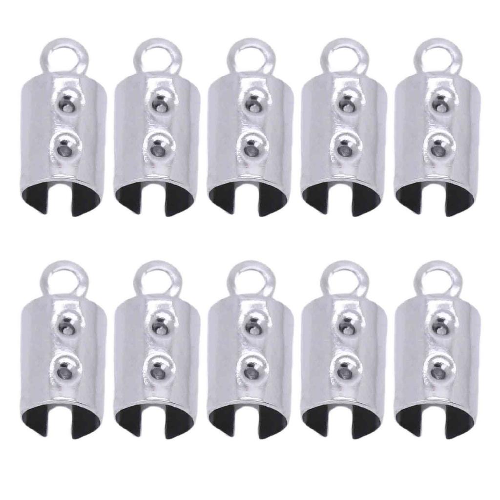 10pcs Round Edge Cord End Clip Stainless Steel Rope Clamps Jewelry Crafting Accessories Bracelet Necklace Connector