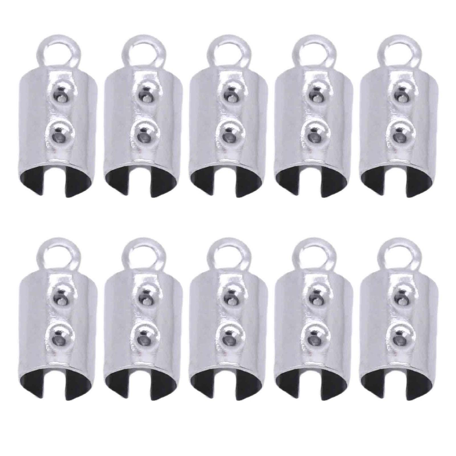 

Зажимы для шнура из нержавеющей стали для изготовления ювелирных изделий, регулируемые наконечники для кожаного шнура, обжимные бусины, концы-заглушки, застежки-соединители 5