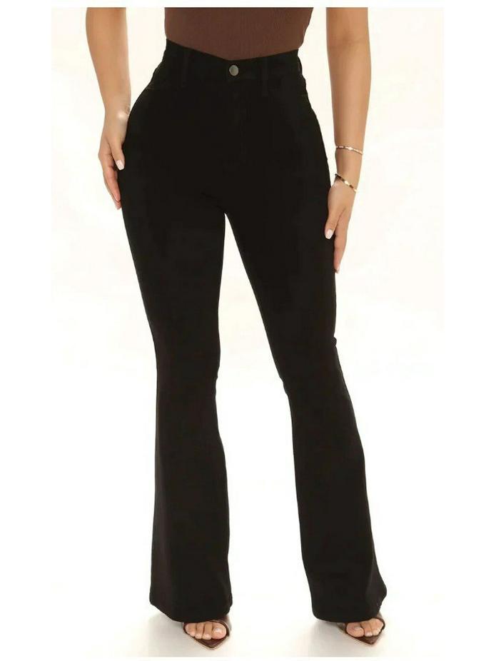 High-Waisted Stretch Micro-Flare Jeans: Slimming and Versatile Straight-Leg Pants