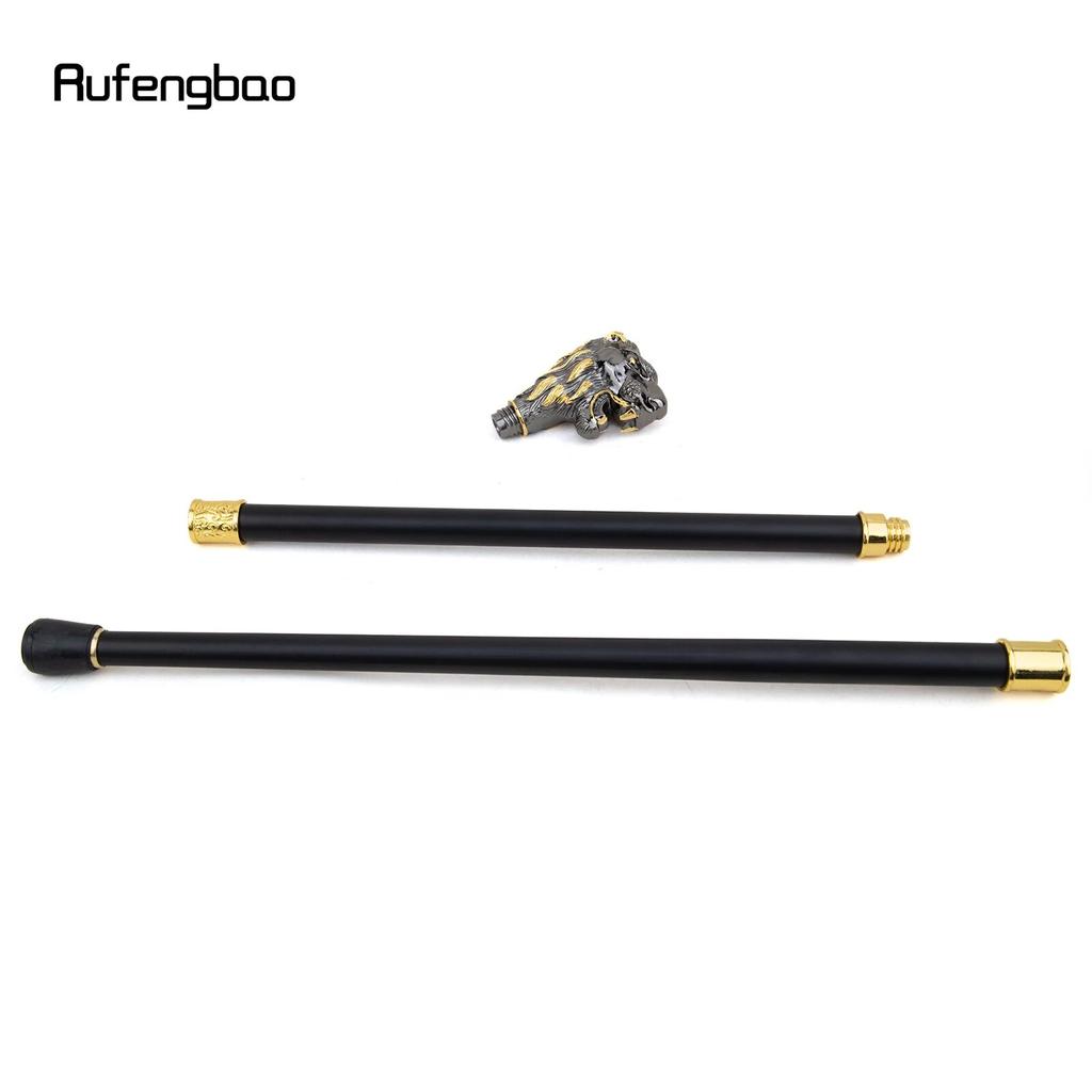 Gyldent svart løvehode med bart Mote spaserstokk dekorativ Cospaly Vintage Fasjonabel spaserstokk Crosier 93 cm