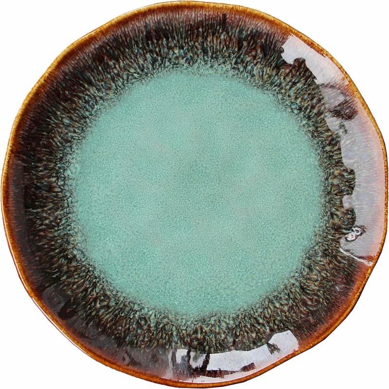

Creative European Ceramic Dinner Plate, Kiln-Changed Green Glaze Steak Plate, Household Salad Dish 20.8x2.8cm