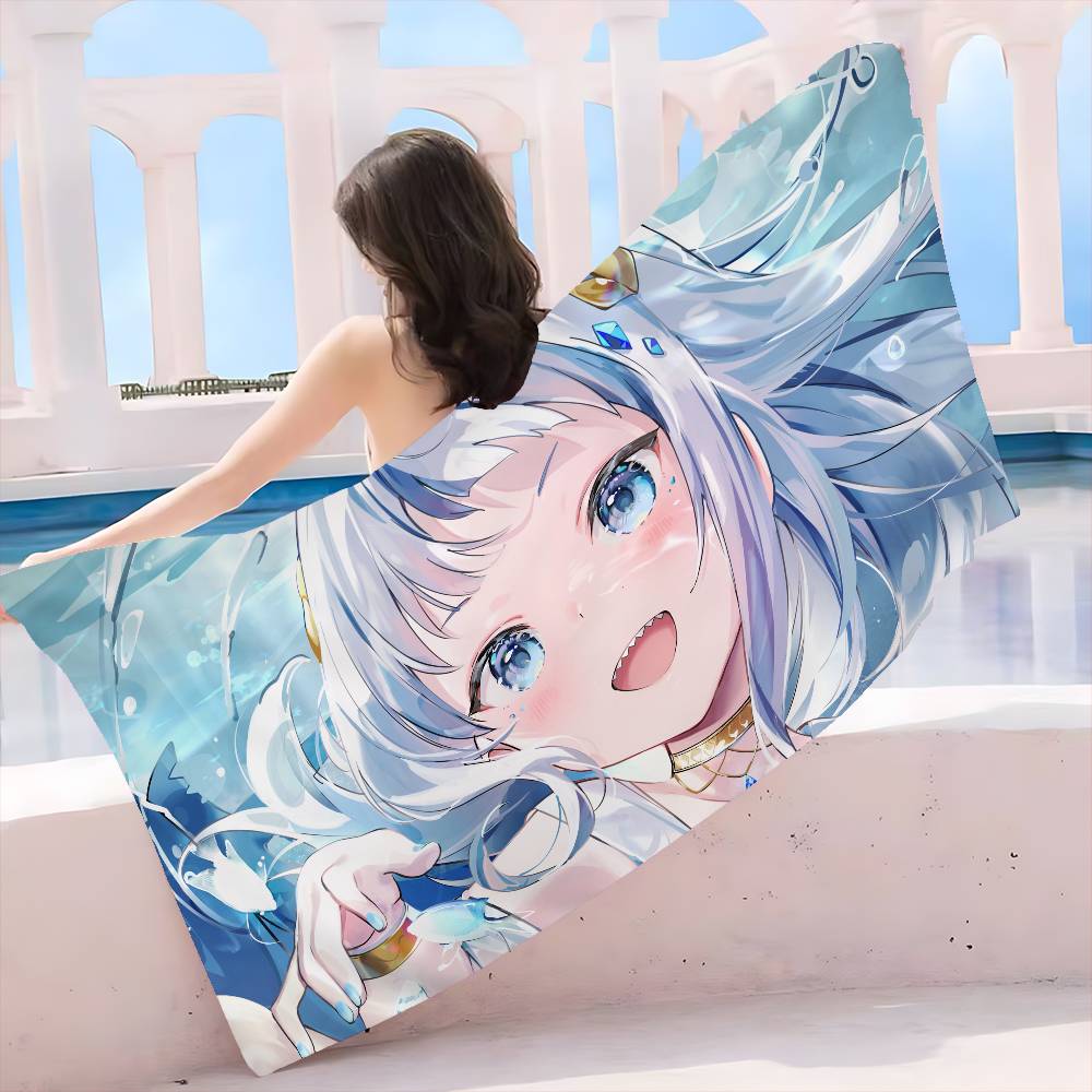 Cartoon Girl G-Gawr G-Gura Big Microfiber Beach Towels Quick Dry Towel Sand Beach Towels Pool Towel for Travel Swim Pool Yoga