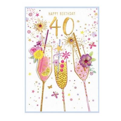 Simon Elvin Isabel Garden 40th Birthday Greetings Card (Pack of 6)