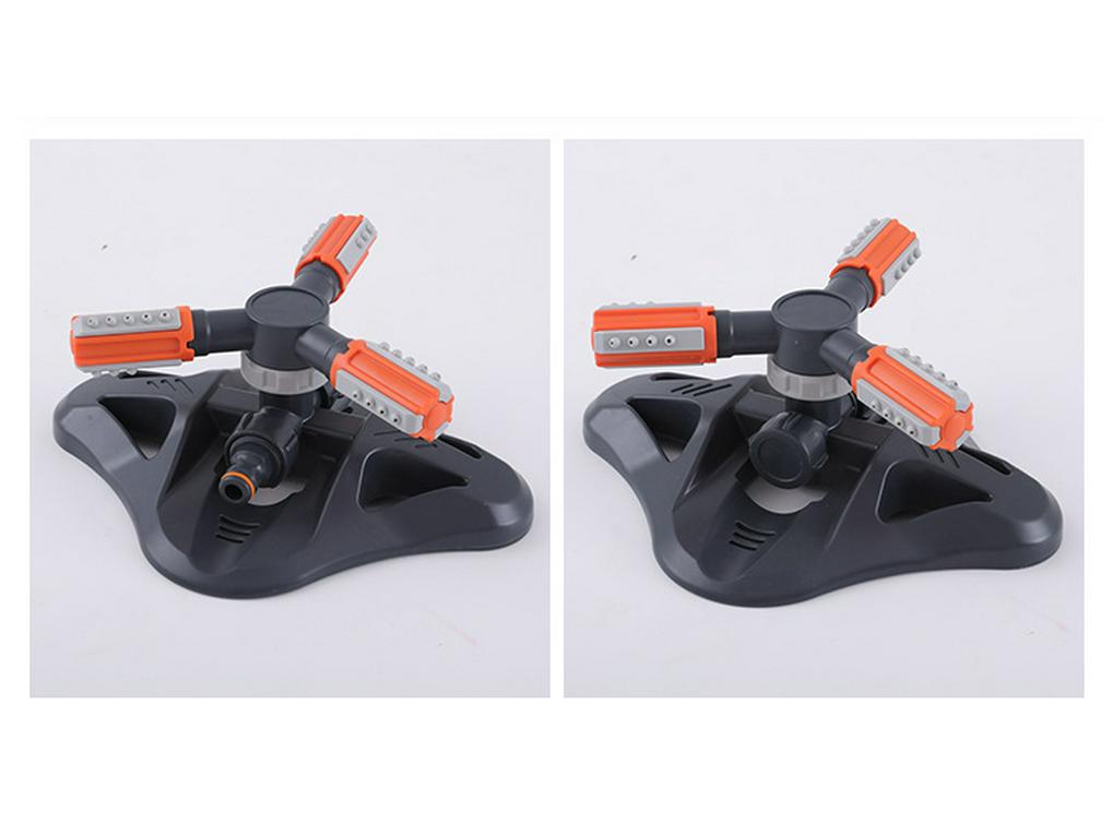 Multi-Function Plastic Three-Arm Garden Sprinkler, Water-Powered Automatic Rotation