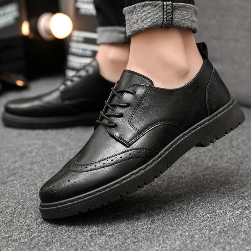 2024 Autumn New Men's Casual Leather Shoes Fashion Breathable Business Dress Shoes Low Cut Anti Slip Casual Work Shoes