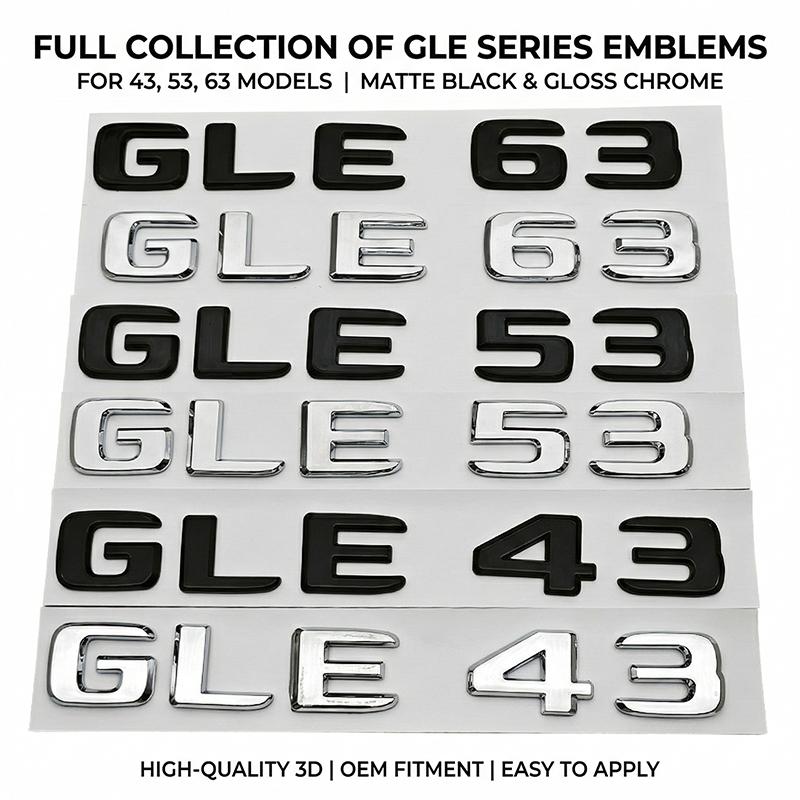 3D ABS Car Rear Trunk Letters Emblem Badge GLE 63 GLE 53 GLE 43 Glossy Black Chrome Decal Sticker For Benz W166 W167 Accessories