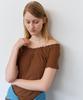 THERYE Shirring 2Way T-Shirt (Brown)