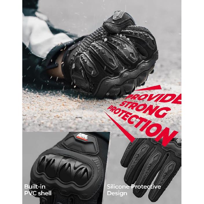 KEMIMOTO Motorcycle Gloves For Men/Women, Touchscreen Dirt Bike Gloves With Shell, Anti-Slip For Motorbike, Riding, Racing, Cycling, Dirt Bike, ATV,