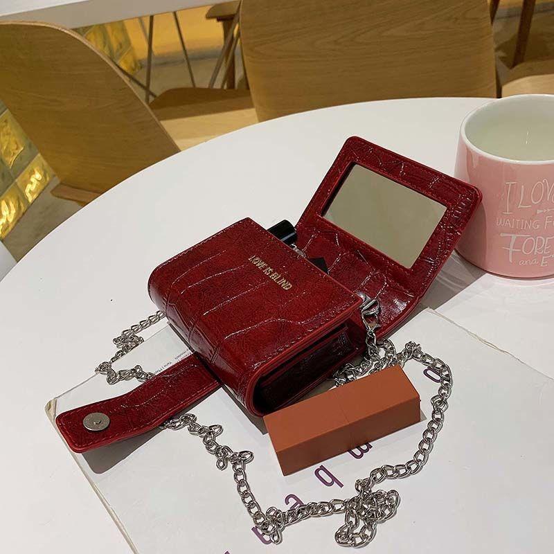 1pcs Mini Lipstick Bag Portable Crossbody Touch-Up Bags with Mirror Compact Organizer for Lipsticks & Face Powders