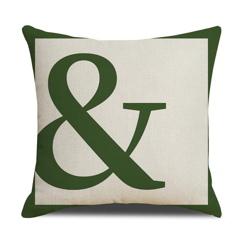 Light Luxury Green Linen Sofa Pillow Dark Green Geometric Pattern Pillow Bedside Cushion Cushion Pillow Cover
