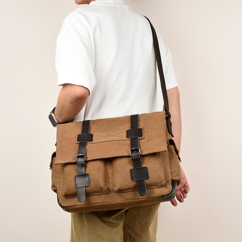 Pánská retro plátěná taška přes rameno v korejském stylu - Ležérní a praktická crossbody pro studenty