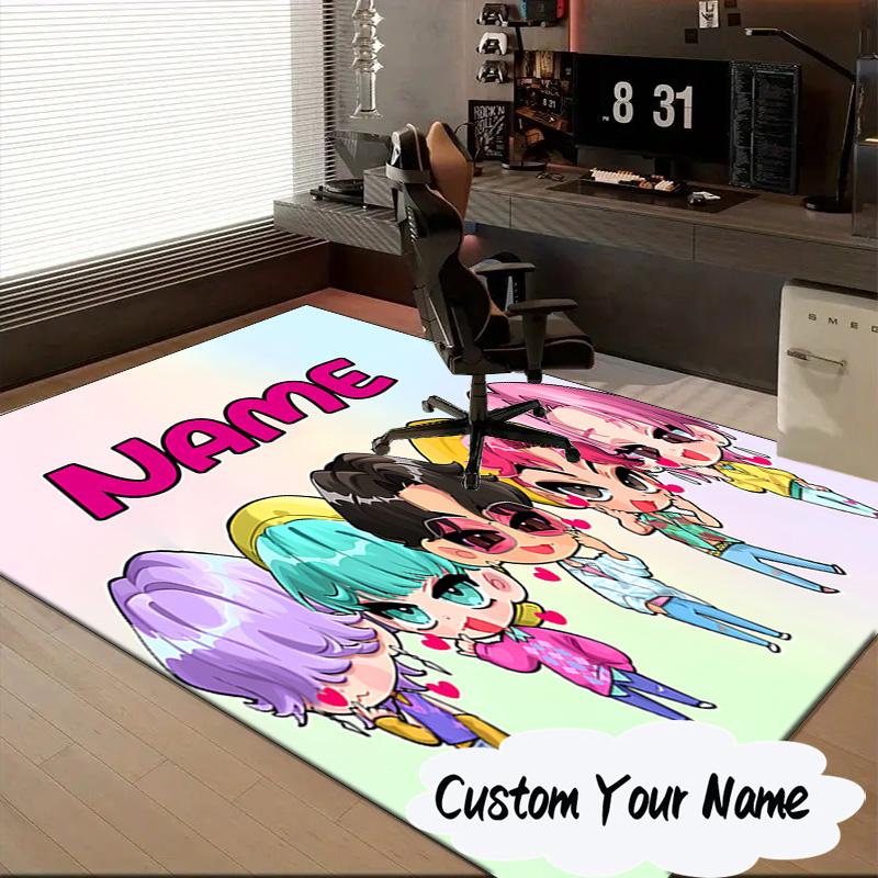 Custom Name Fantasy Night Trio K-Pop Carpet, Chair Rug,Area Rug for Office Bedroom living rooms bedroom, Doormat decor Christmas fan gifts
