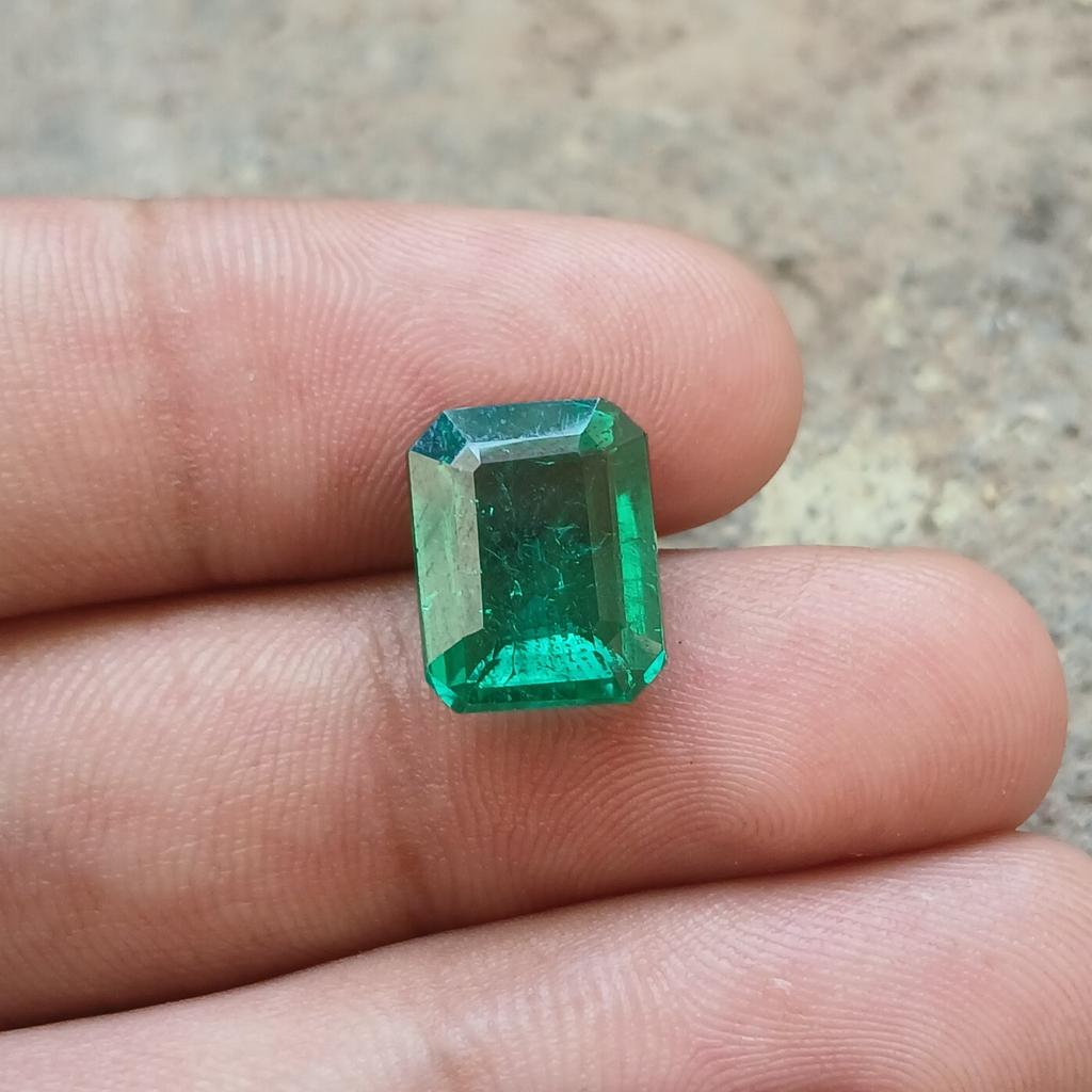 Certified Natural Zambian Green Emerald 5-10 Ct Emerald Cut Loose Gemstone
