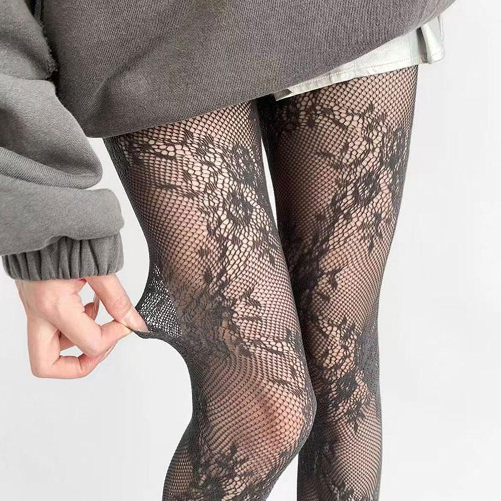 Vintage Fashion Fishnet Tights Fishing Net Stockings Hot Sexy Dance Party Flowers Long Socks Hollowed Socks Women Thin Pantyhose
