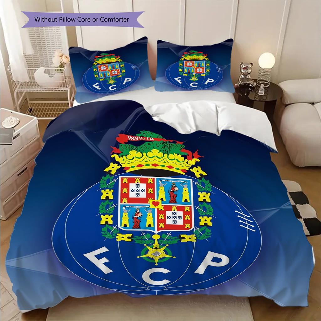 Porto Football Glory Set da tre pezzi (1 * copripiumino + 2 * federa, senza nucleo) Set Lenzuola Copripiumino e Federa 2D Piatto
