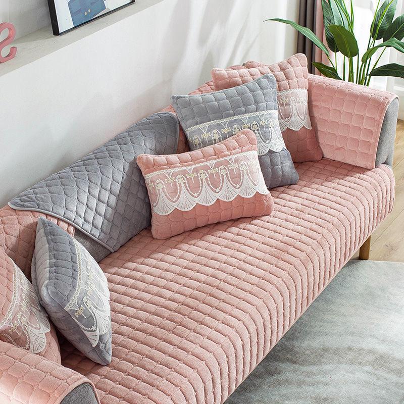 Winter Thickened Flannel Plush Sofa Cushion Winter Antislip Four Seasons Universal Simple Modern Cushion Cover Towel