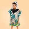 Dinosaur Cartoon Hooded Bath Towel: Absorbent Cotton Poncho for Kids' Summer Swimming