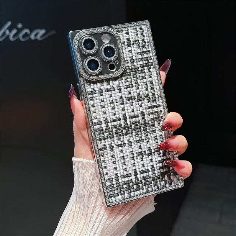 Luxury Braided Pattern Is Suitable for iPhone17Pro Mobile Phone Case Apple 16Pro Electroplating Edge Drill 15Pro Lens Film