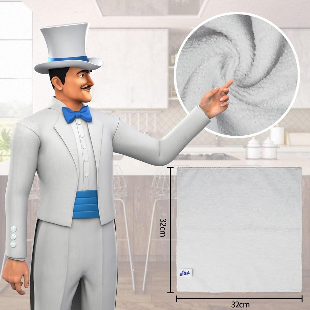 Microfiber Cleaning Commercial Towels for Car and Pack of 32 X 32 Cm MR.SIGA Cloths, Kitchen, Cleaning, Washing, Dishwashing, 12, White,