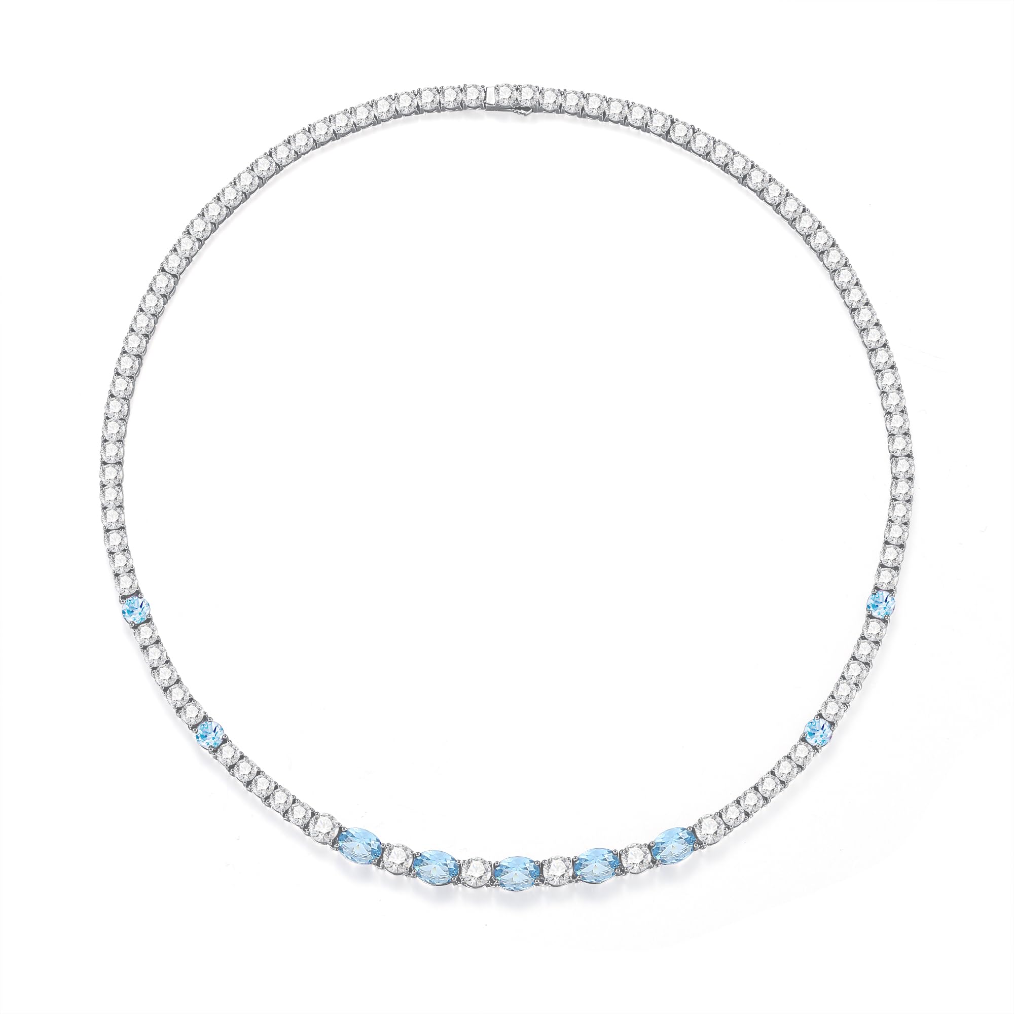 

FANCIME Tennis Necklace with Aquamarine and March and Silver A perfect gift for or any special Gift wrapping Women s Zirconia, Birthstone, S925.
