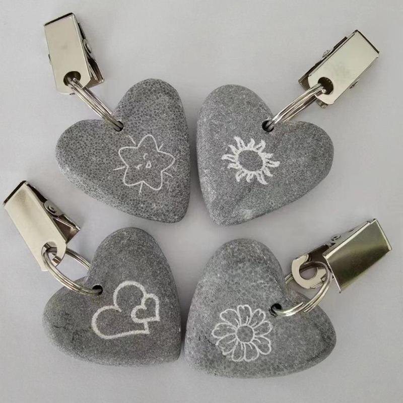8pcs Heart Tablecloth Weights Marble Stone Heavy Pendants Tablecloth Hangers with Clips for Outdoor Party Picnic Table