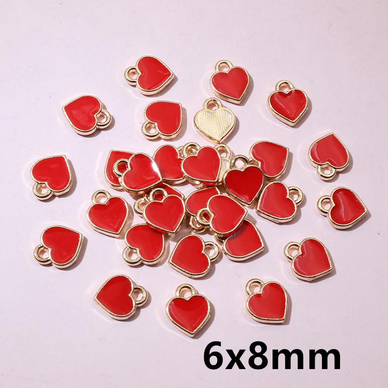 50Pcs 7x8mm Small Colorful Alloy Heart Charms Cute Love Pendants For DIY Bracelet Necklaces Jewelry Making Accessories