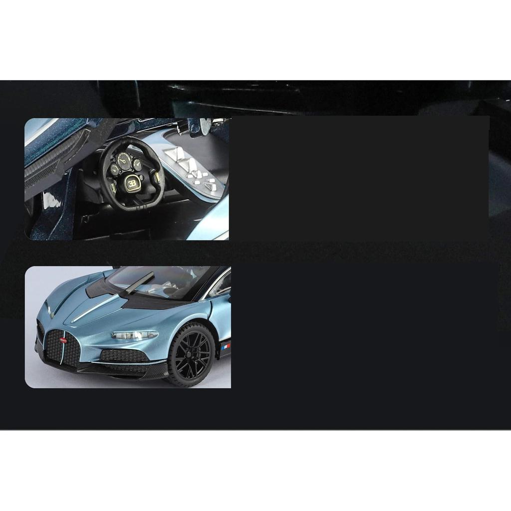 Modèle de voiture Bugatti Tourbillon Supercar en alliage 1/24 Son et lumière Rappel Jouet pour enfants Objets de collection Cadeau d'anniversaire