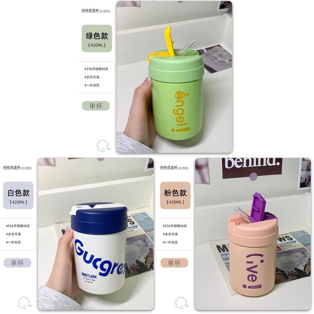 Reise-Isolierflasche für Kinder mit Strohhalm, auslaufsicher, für Kinder und Jugendliche