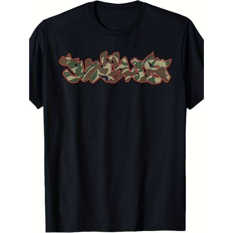 

Men s & Men s Junglist Camo Graffiti DNB Drum N Bass T Shirt Retro Camouflage Drum & Bass Music Print Short Sleeve Tee for EDM Events All Season S чёрный