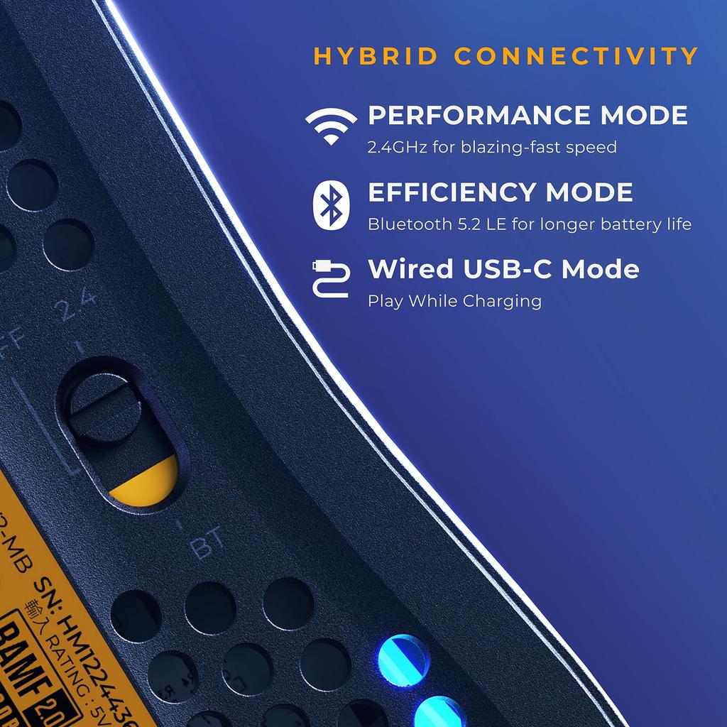 Glorious MODEL O 2 Wireless Gaming Large RGB Wireless and Bluetooth Connection Matte MS667 Mouse, Ultra-Lightweight 68g, Capacity, 2.4G Compatible,