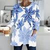 Ladies Plus Size Crew Neck Long Sleeve Tunic Soft Oversized Tops For Household And Casual Outdoor Wear